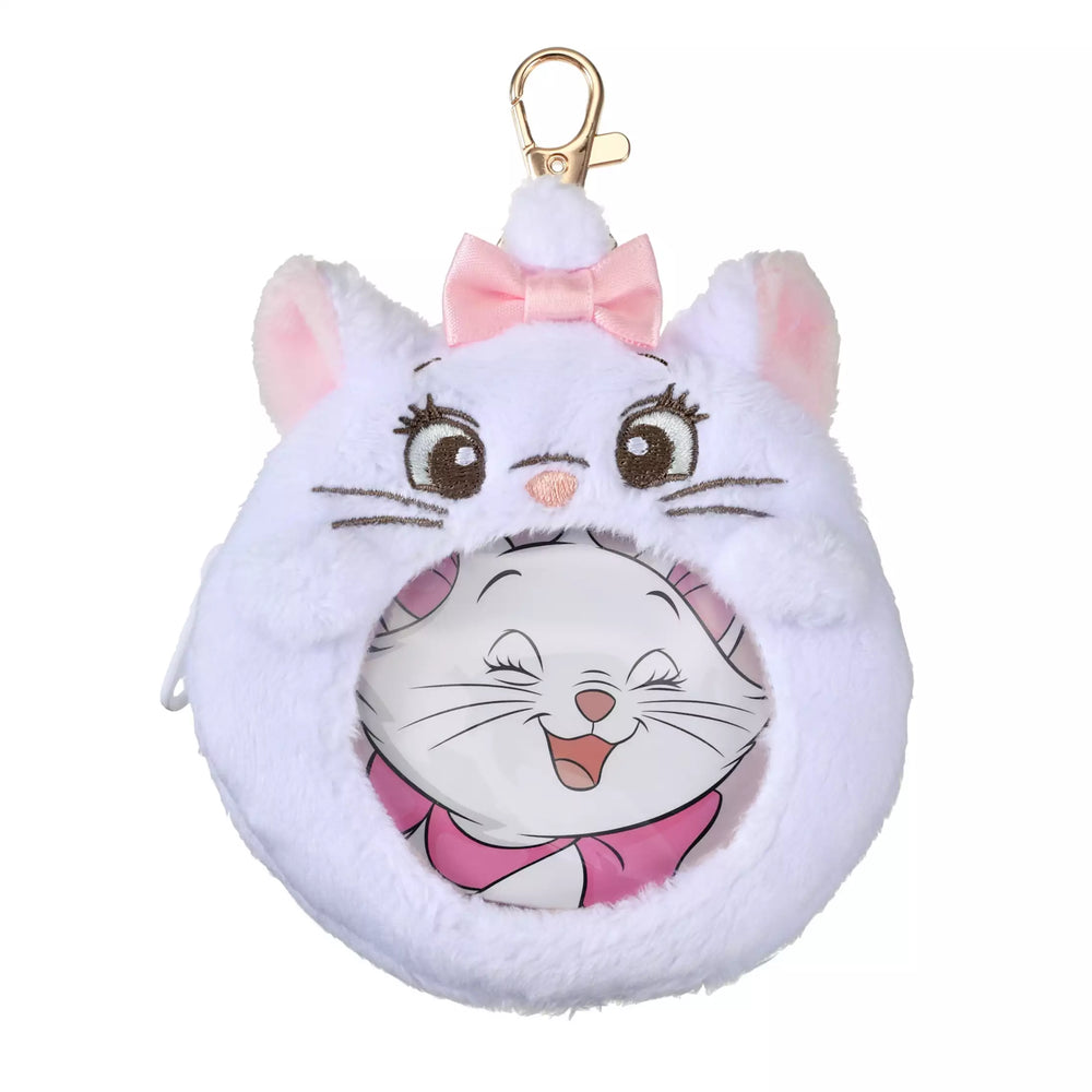 JDS - Marie The Aristocats Pouch Keychain with Button Badge, Clear Window, Fluffy and Heart-Pounding