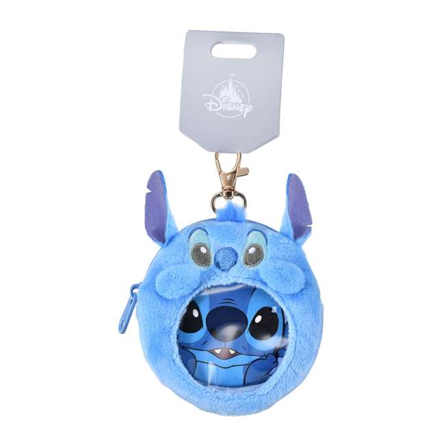 JDS - Stitch Pouch Keychain with Button Badge, Clear Window, Fluffy and Heart-Pounding