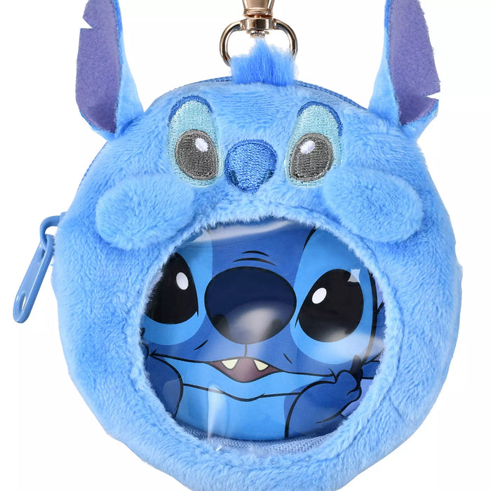 JDS - Stitch Pouch Keychain with Button Badge, Clear Window, Fluffy and Heart-Pounding