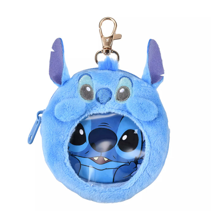 JDS - Stitch Pouch Keychain with Button Badge, Clear Window, Fluffy and Heart-Pounding