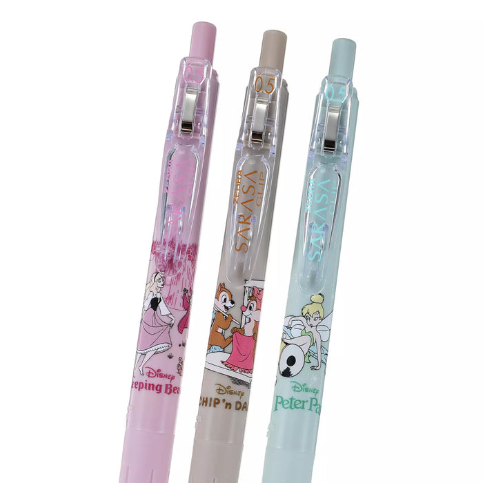 JDS - Chip & Dale, Tinker Bell, and Princess Aurora Story Sarasa Clip 0.5 Gel Ballpoint Pen Set