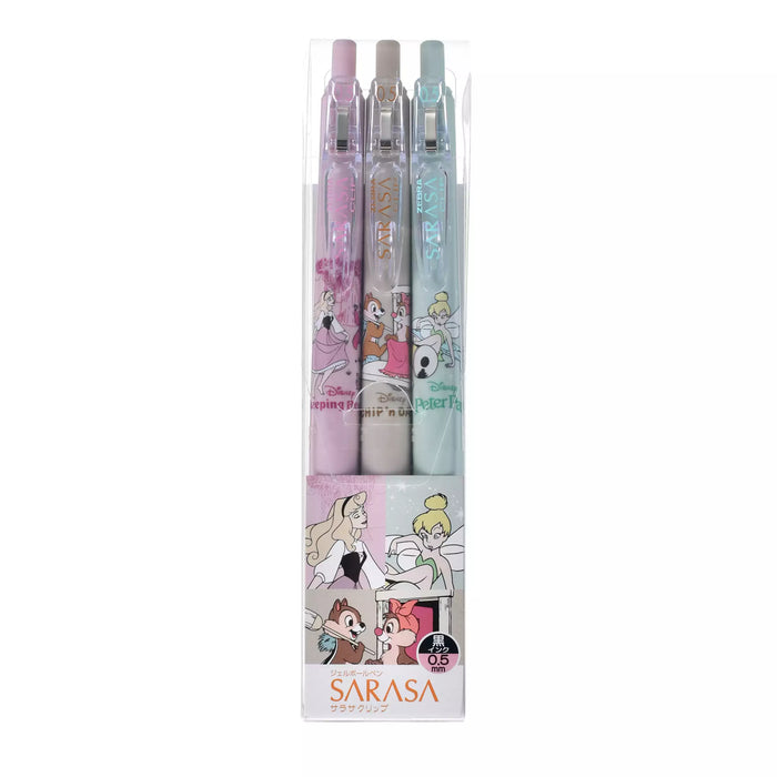 JDS - Chip & Dale, Tinker Bell, and Princess Aurora Story Sarasa Clip 0.5 Gel Ballpoint Pen Set