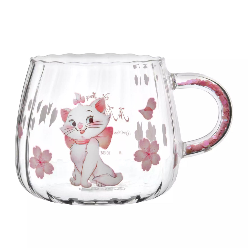 JDS - 2026 Drinkware & Bottle Collection x Marie The Aristocats Mug, Heat-Resistant Glass, Flower, Watercolor, Sakura (Release Date: Jan 20, 2026)