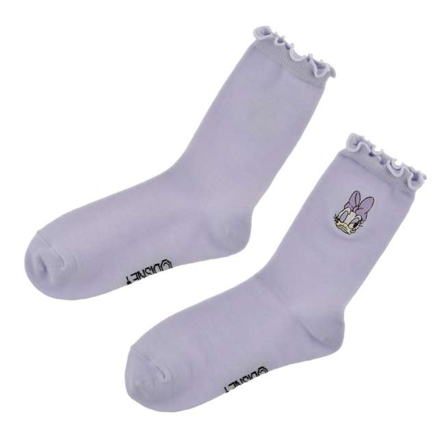 JDS - Daisy Duck Socks, Mellow Face Embroidery, Purple, Sizes 23-25