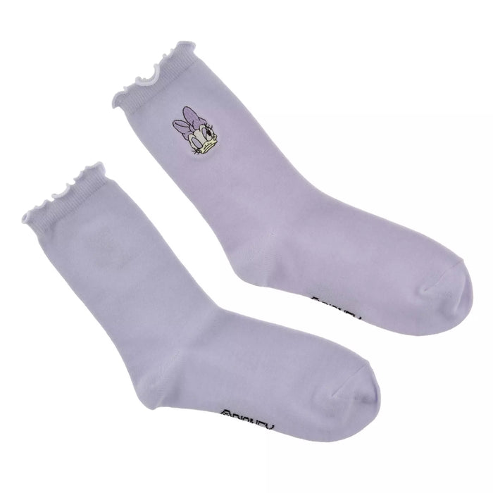 JDS - Daisy Duck Socks, Mellow Face Embroidery, Purple, Sizes 23-25