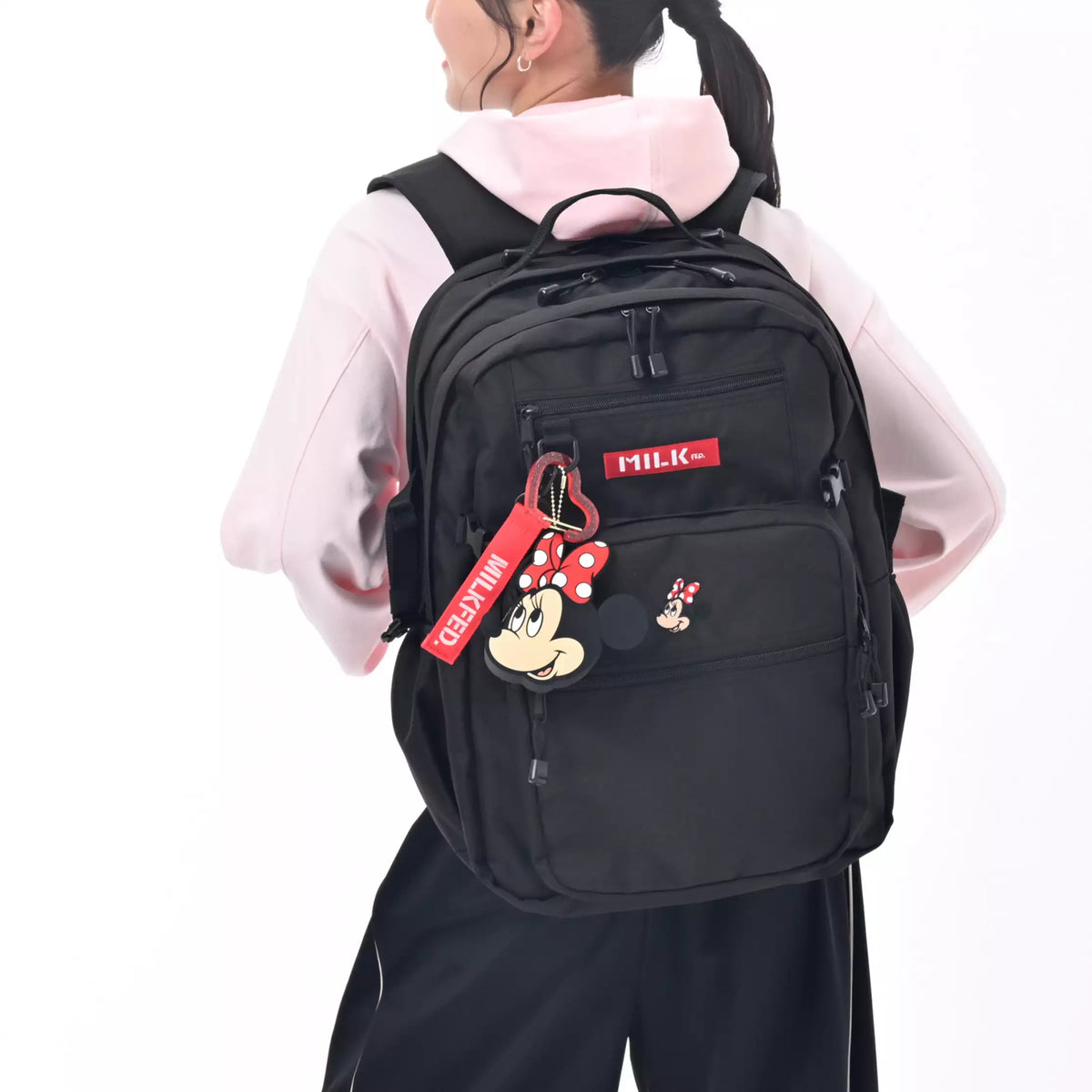 JDS - [MILKFED.] Minnie Mouse Backpack, 32L, with Charm, Pouch
