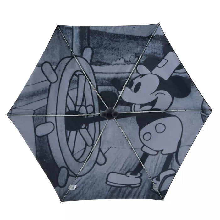 JDS - 2026 SHINY DAY x Mickey Mouse Steamboat Willie Folding Umbrella, Suitable for Both Sunny and Rainy Days, Comes with a Pouch