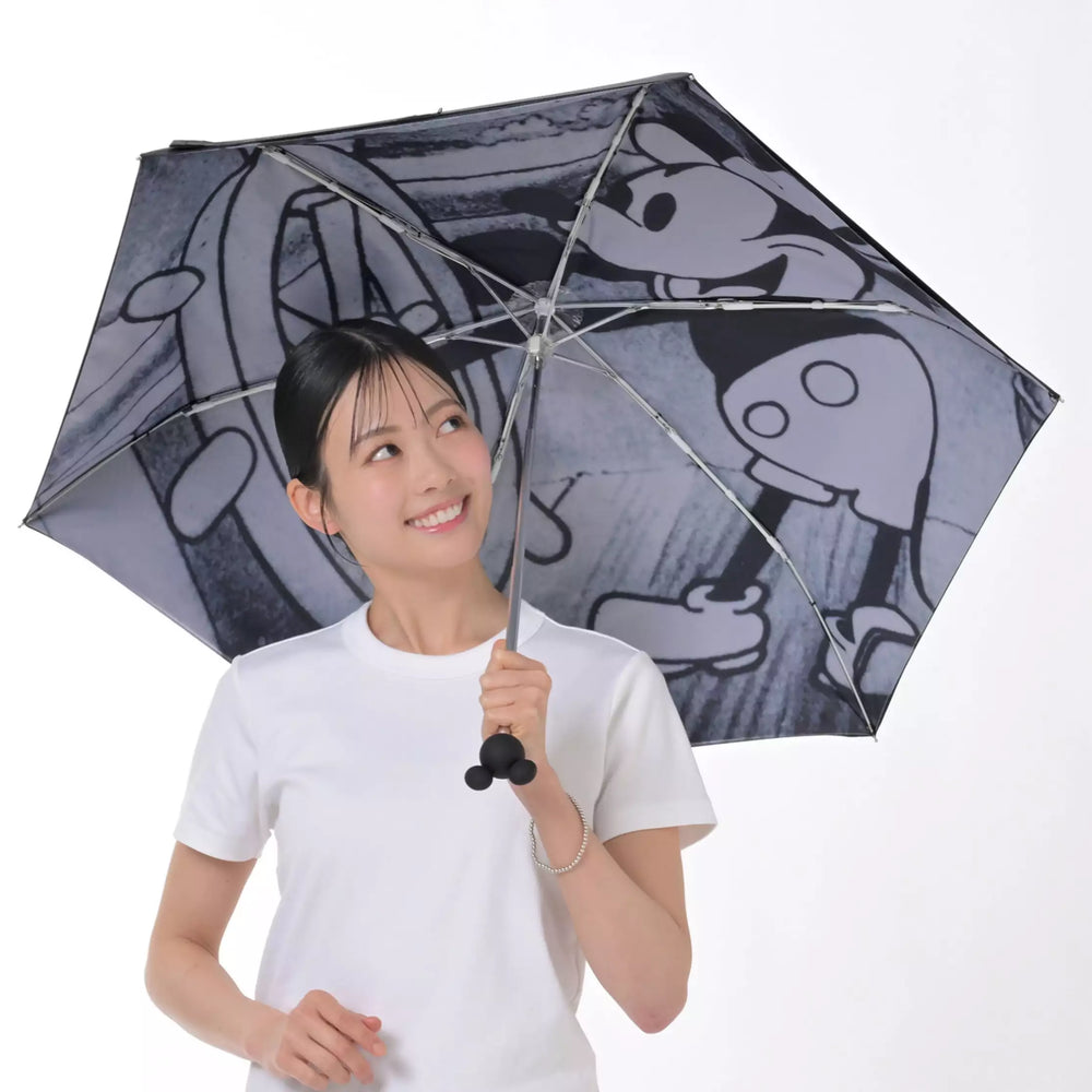 JDS - 2026 SHINY DAY x Mickey Mouse Steamboat Willie Folding Umbrella, Suitable for Both Sunny and Rainy Days, Comes with a Pouch