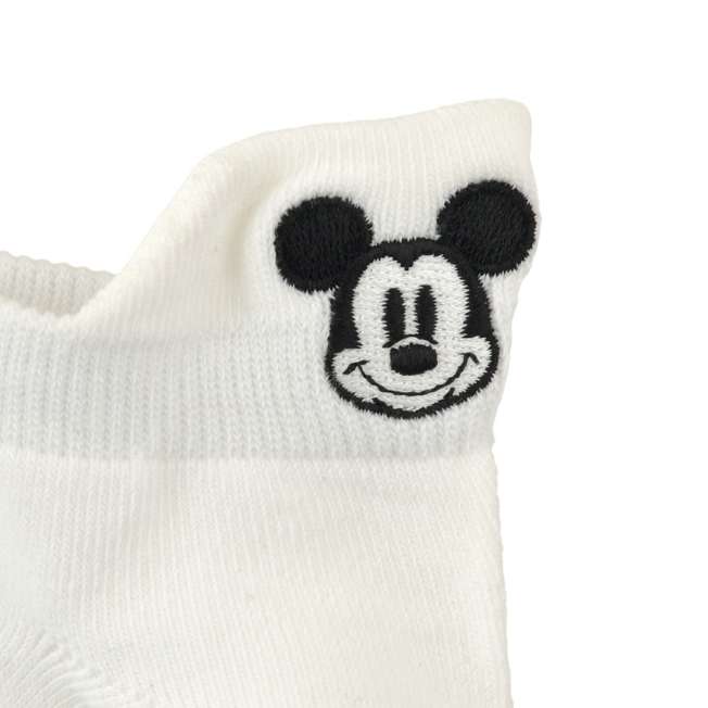 JDS - 2026 Mickey Mouse Ankle Socks with Pop-Out Face Embroidery, White, Sizes 23-25