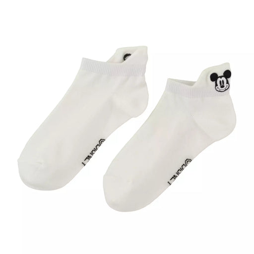 JDS - 2026 Mickey Mouse Ankle Socks with Pop-Out Face Embroidery, White, Sizes 23-25
