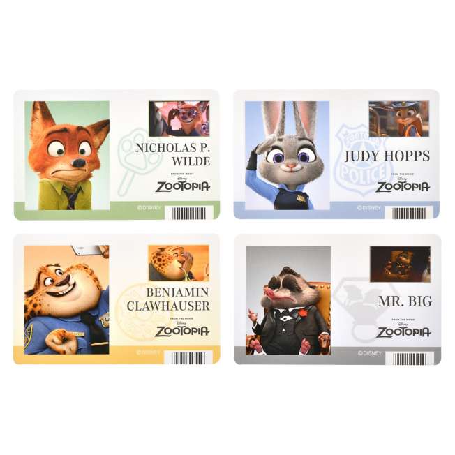 JDS - Sticker Collection x Nick Wilde, Judy Hopps, Clawhauser, Mr. Big Stickers - ID Card Style
