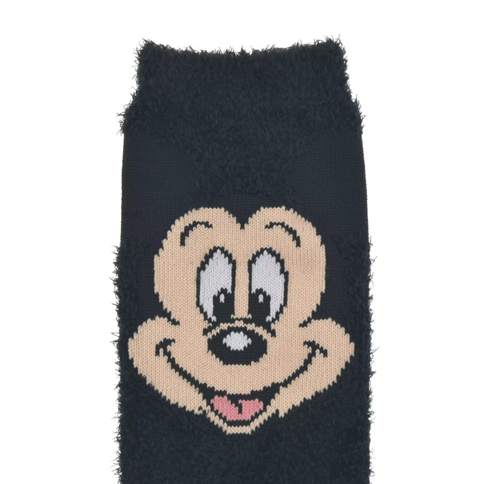 JDS - 2026 Mickey Mouse Fluffy Face Socks, Black, Sizes 23-25