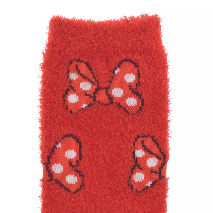 JDS - 2026 Minnie Mouse socks with ribbon, fluffy, red, sizes 23-25