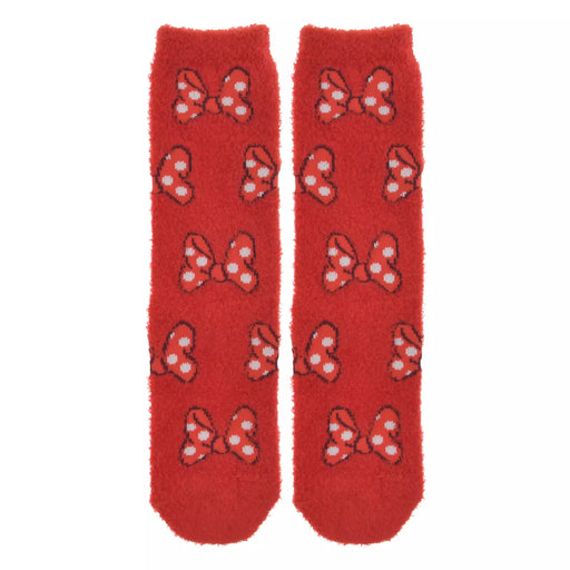 JDS - 2026 Minnie Mouse socks with ribbon, fluffy, red, sizes 23-25