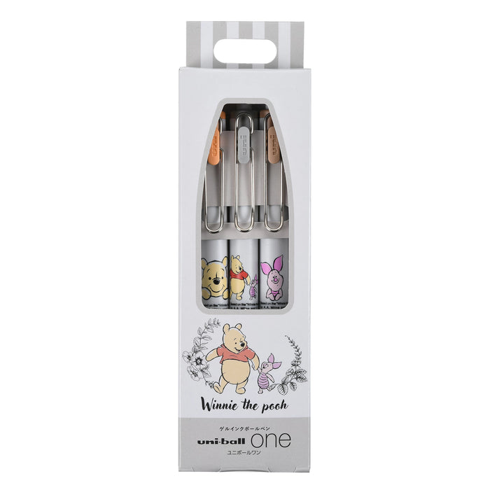 JDS - Pooh & Piglet uni Ball One, Gel Ink 0.38mm Ballpoint Pen (Black & Flower)