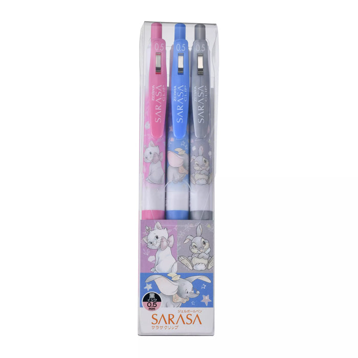 JDS - Marie Fashionable Cat, Dumbo, Thumper Sarasa Clip 0.5 Gel Ballpoint Pen Set
