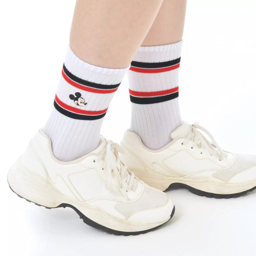 JDS - Mickey Mouse Socks College Face Embroidery White 23-25