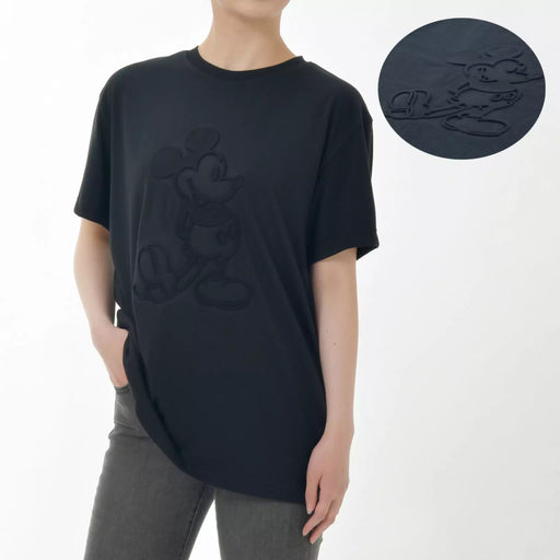JDS - MAGICAL LABEL Collection x Mickey Mouse "Standing Pose" Short Sleeve Embossed Black T Shirt For Adults