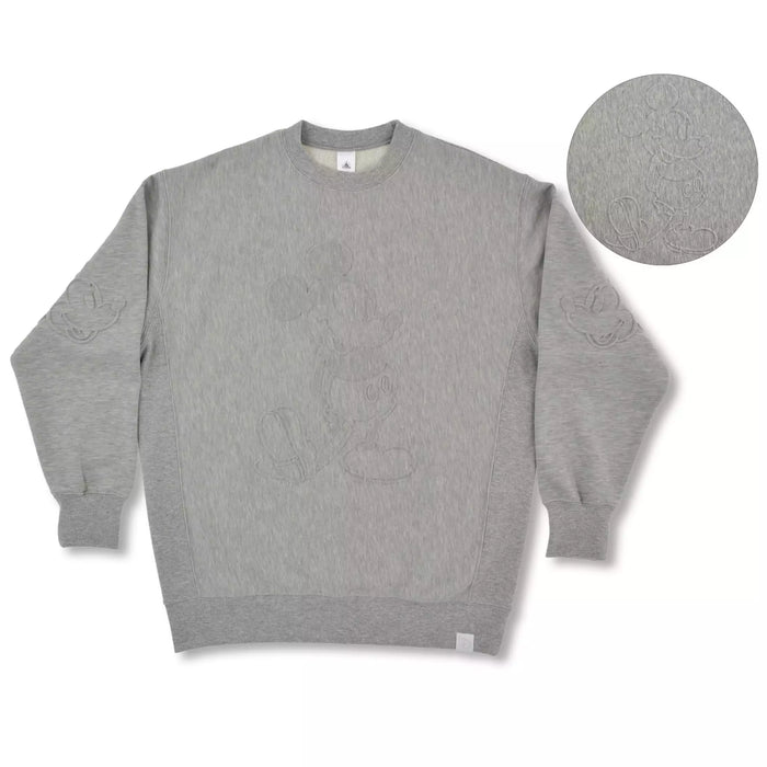 JDS - Magical Label x Mickey Mouse Embossed Standing Pose Grey Long Sleeve Sweatshirt for Adults (Release Date: Feb 25, 2025)