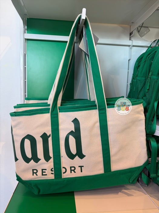 DLR/WDW - Logo Mania 2026 The Tiki Tiki Tiki Room - Emerald Green Park Logo Canvas Tote Bag