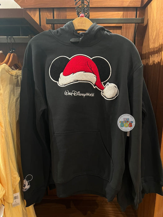 DLR/WDW - Christmas 2025 - Mickey Santa Hat Black Hoodie Pullover (Adult)