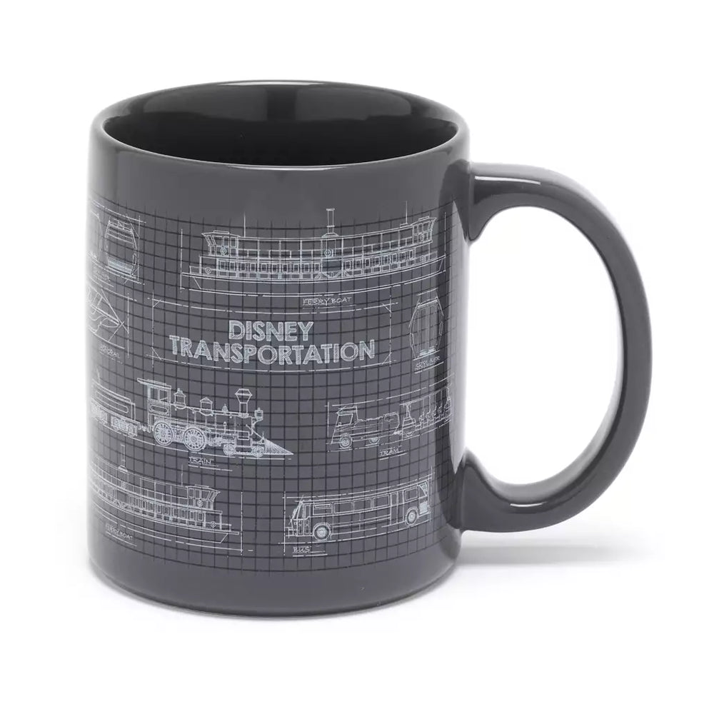 HKDS- Disney Transportation Blueprint Grey Ceramic Mug