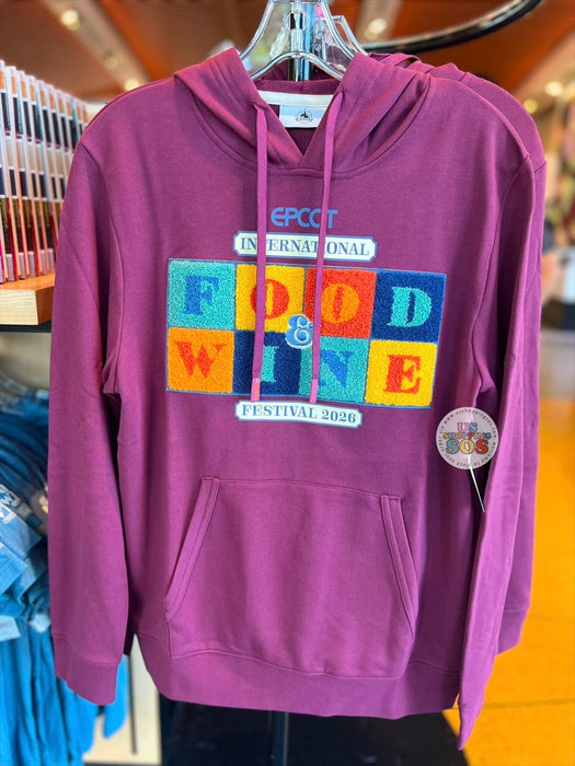 WDW - Epcot Food & Wine Festival 2026 - Festival Logo Wine Red Hoodie Pullover (Adult)