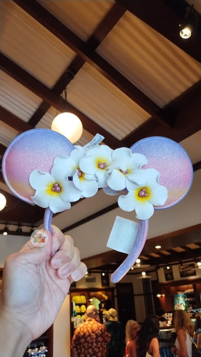 Aulani - Dreamy Pastel Pink & Purple Paradise Sequin Plumeria Ear Headband