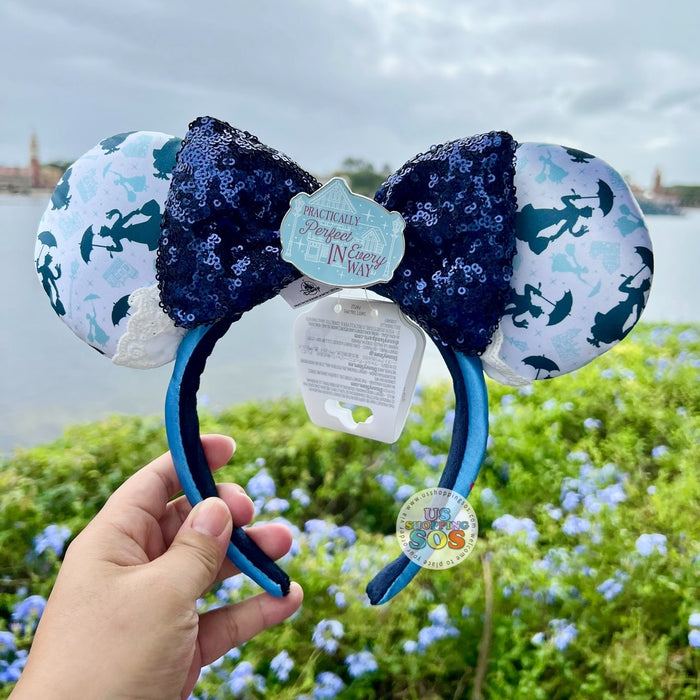 WDW - Epcot World Showcase UK - Mary Poppins Sequin Bow Ear Headband