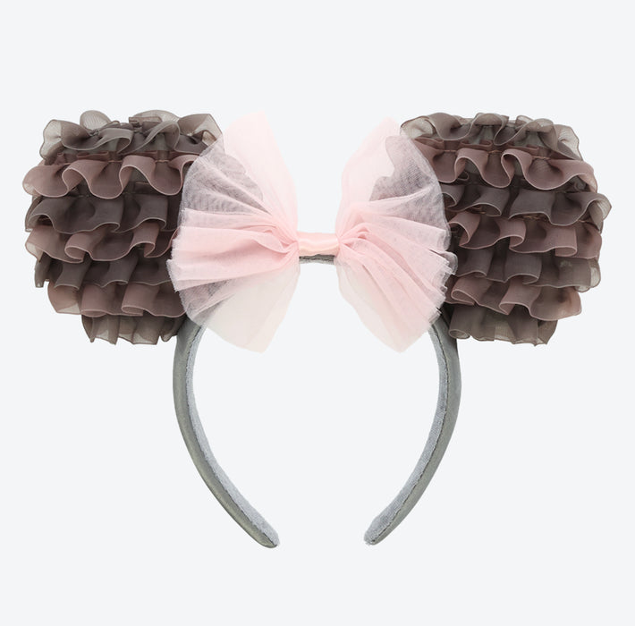 TDR - Minnie Mouse Ruffle ‘Black & Brown’ Ears Headband (Release Date: Apr 17, 2025)