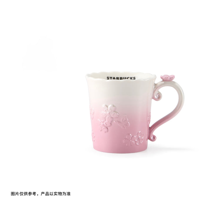 Starbucks China - Twilight Sakura 2026 - 25O. Cherry Blossom Embossed Ceramic Mug 340ml