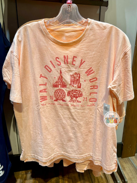 DLR/WDW - Disney Park Icon & Logo Peach Graphic Tee (Adult)