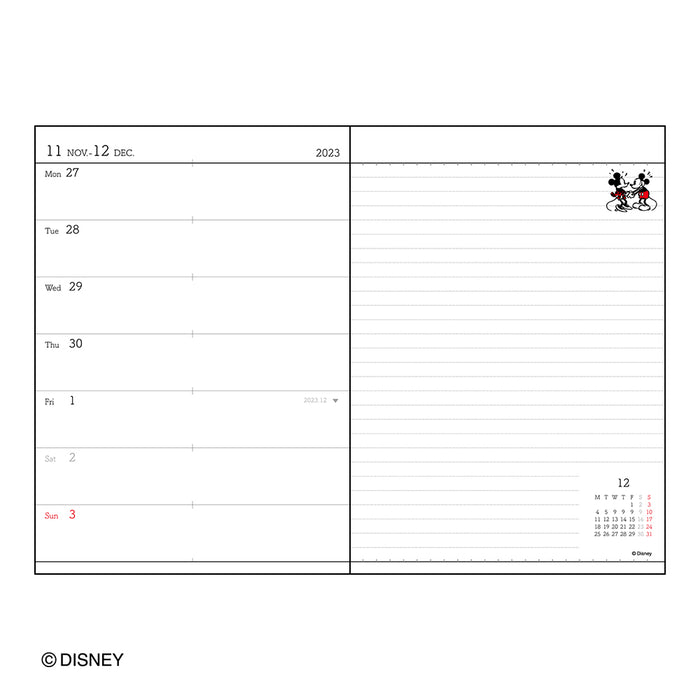 Japan Exclusive - Schedule Book & Calendar 2024 Collection x Classic Mickey & Minnie Mouse B6 Weekly Schedule Book