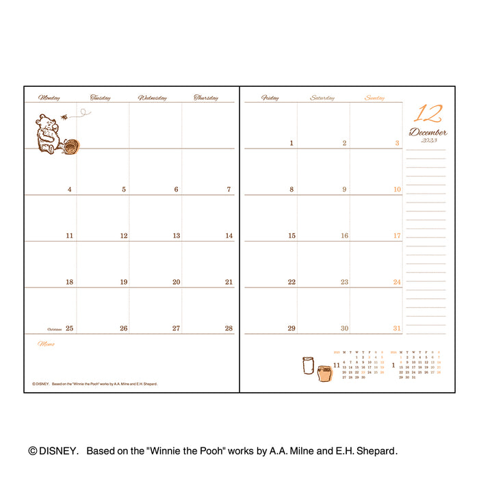 Japan Exclusive - Schedule Book & Calendar 2024 Collection x Winnie the Pooh Brown Color B6 Weekly Schedule Book