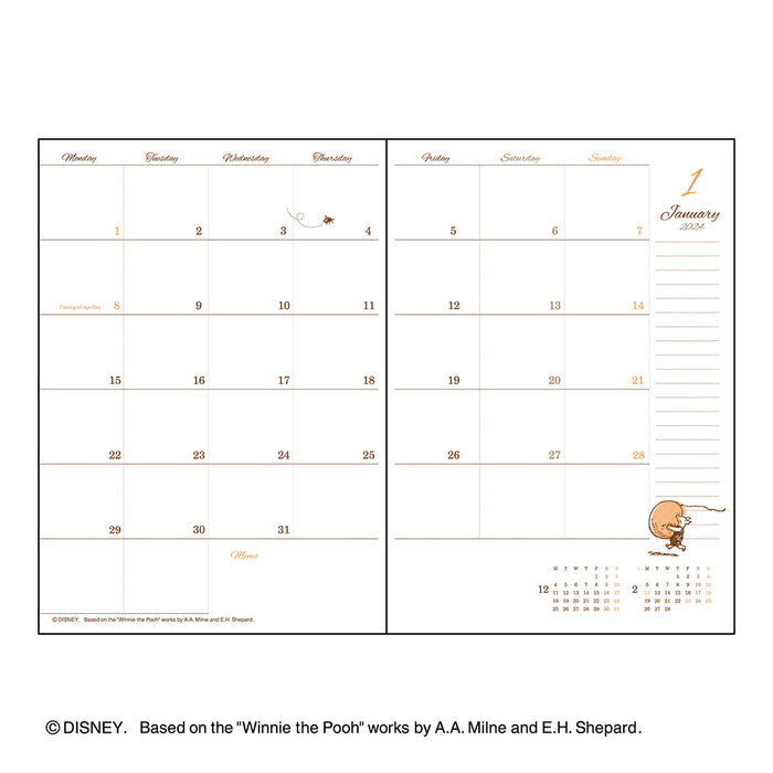 Japan Exclusive - Schedule Book & Calendar 2024 Collection x Winnie the Pooh Blue Color B6 Weekly Schedule Book