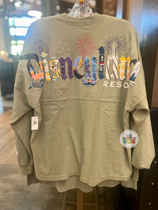 On Hand!!! DLR - Spirit Jersey Disneyland Resort Attraction Graffiti Logo Olive Pullover (Adult)