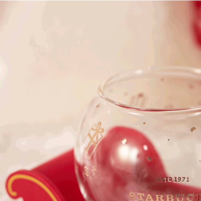 Starbucks China - Christmas 2023 - 1. Holiday Husky Glass Cup on Snow Sled Saucer 365ml