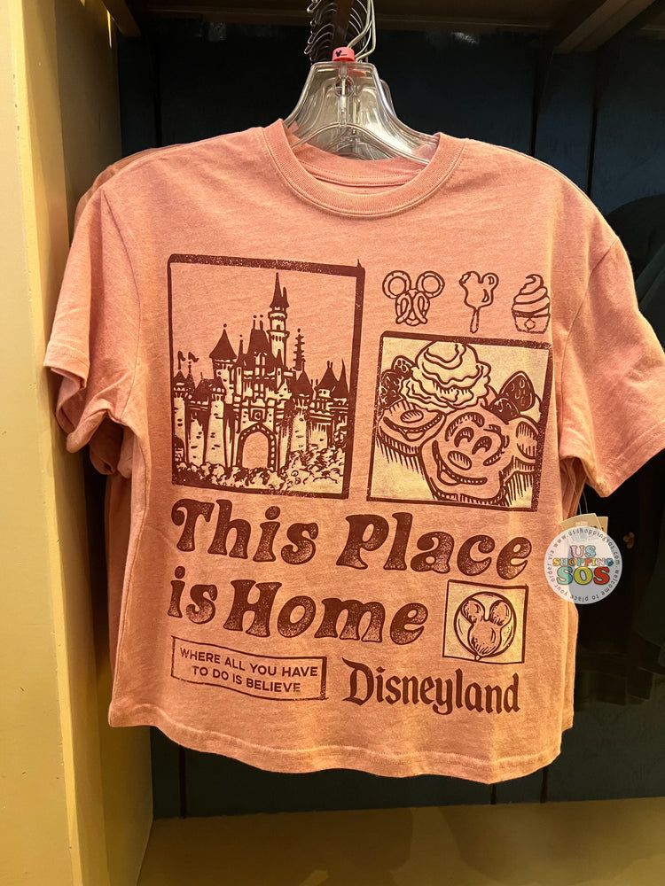 DLR/WDW - Park Logo This Place is Home Pink T-shirt (Adult)