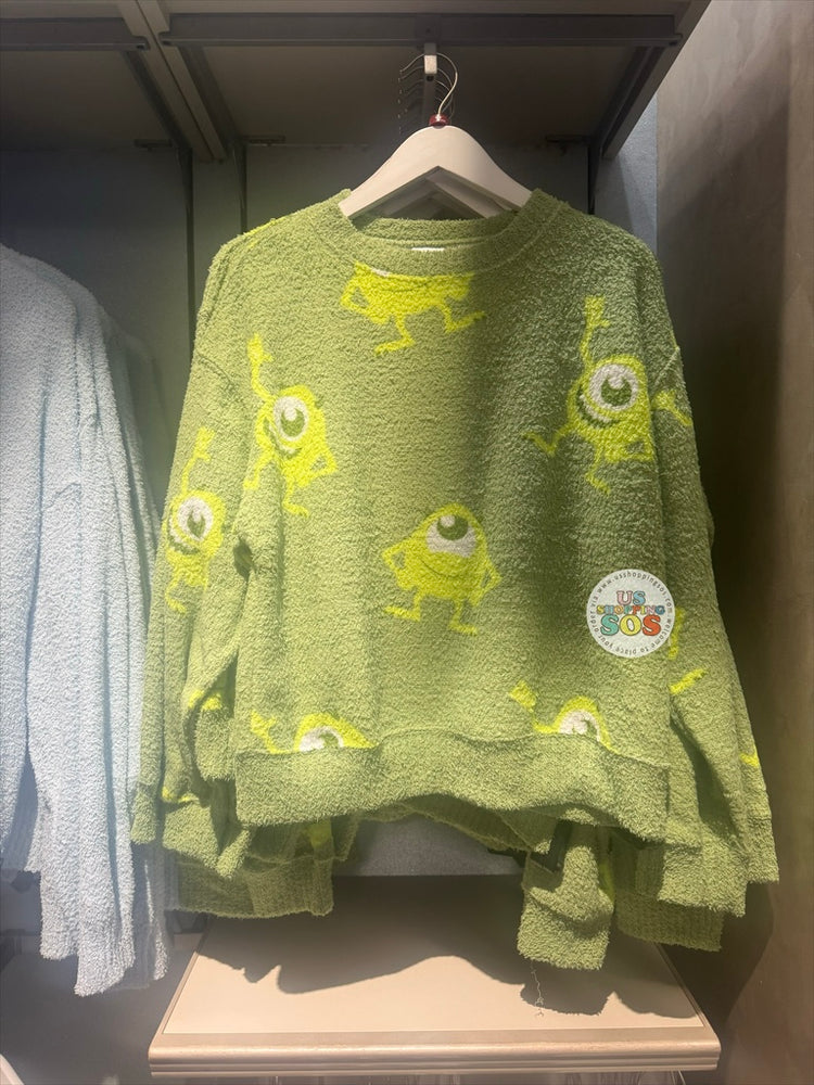DLR/WDW - Mike Wazowski All-Over-Print Light Green Terry Pullover (Adult)