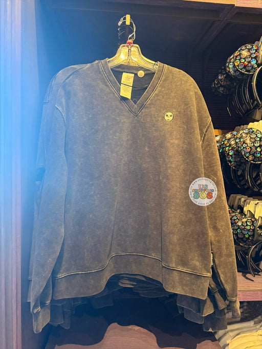 DLR/WDW - The Nightmare Before Christmas 2026 - Jack Skellington Park Logo V-Neck Wash Black Pullover (Adult)
