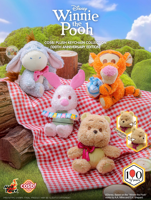 Hot Toys Cosbi - 2026 Winnie the Pooh & Friends 100th Anniversary Edition Blind Box Plush Keychain (Release Date: Jul 9, 2026)