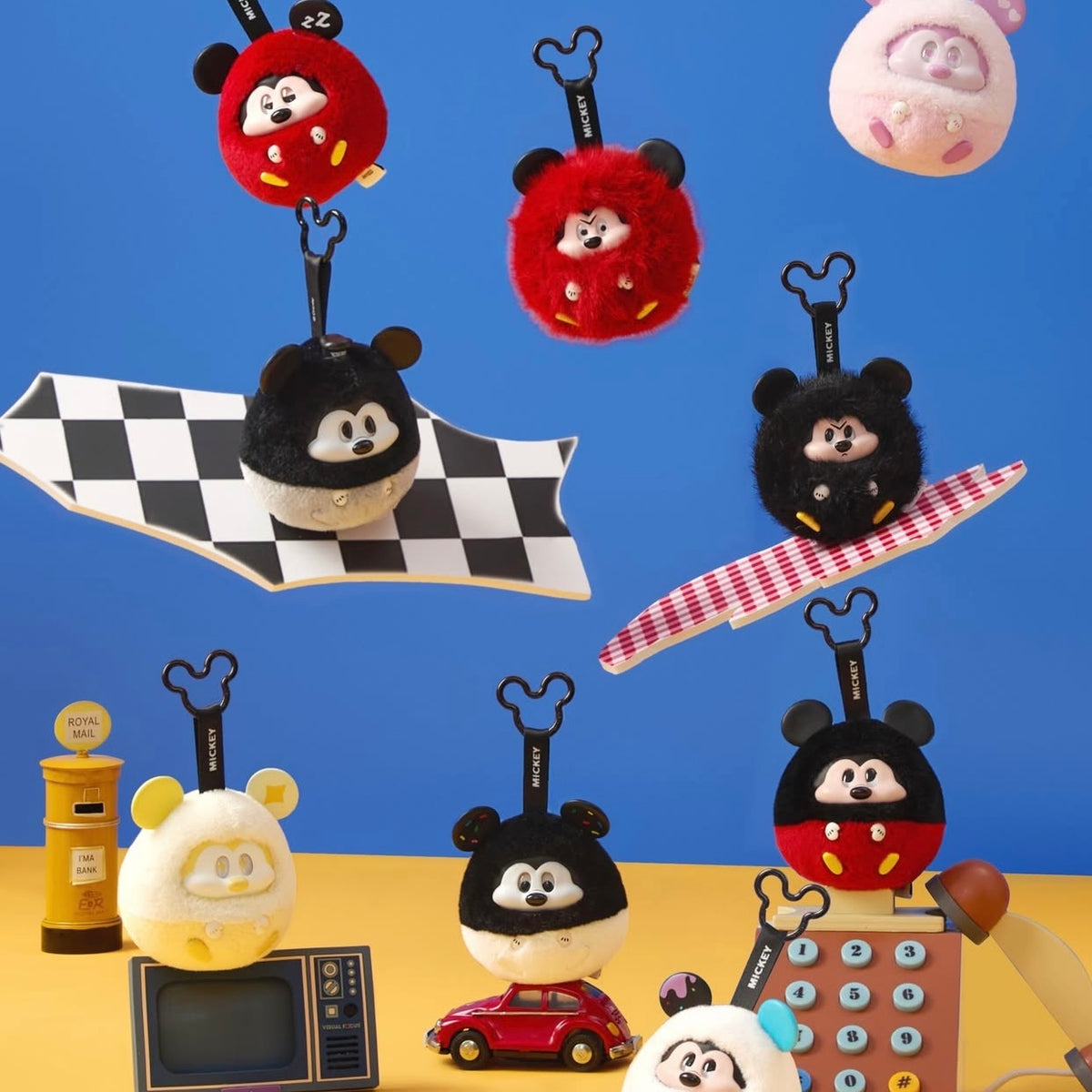 MINISO Disney Mickey Mouse Fun Crash Vinyl Plush Keychain Series