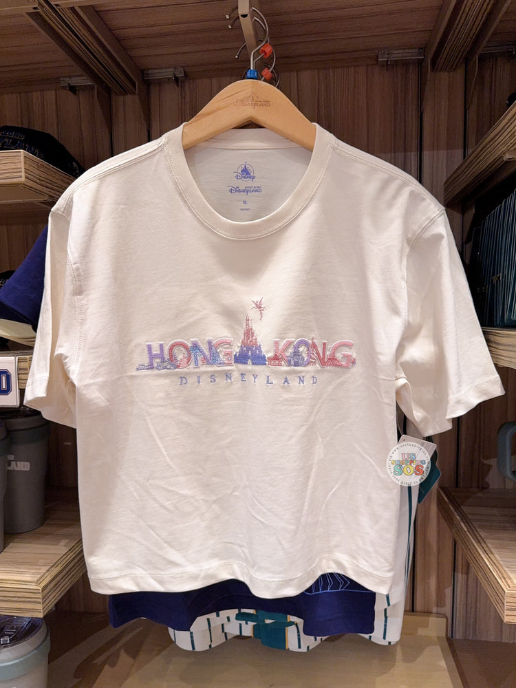 HKDL - 20th Anniversary Skyline Embroidery Wordings Tee/T Shirt for Adults (Color: White)