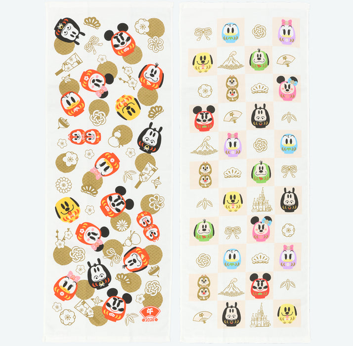 TDR - 2026 Happy New Year Mickey & Friends Collection x Mickey & Friends "Daruma" Face Towels Set of 2 (Release Date: Dec 1, 2025)