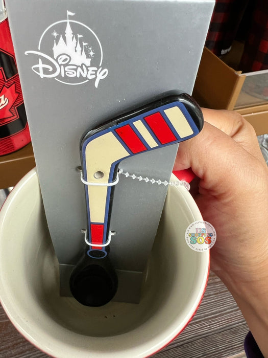 WDW - Epcot World Showcase Canada - Mickey Icon Red Mug with Hockey Stick Spoon