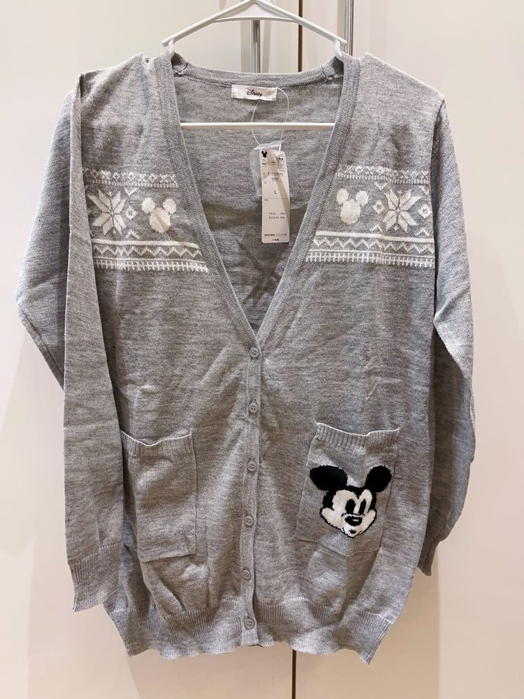Japan Exclusive - Mickey Mouse Lightweight V-Neck Cardigan Sweater for Adults Size L
