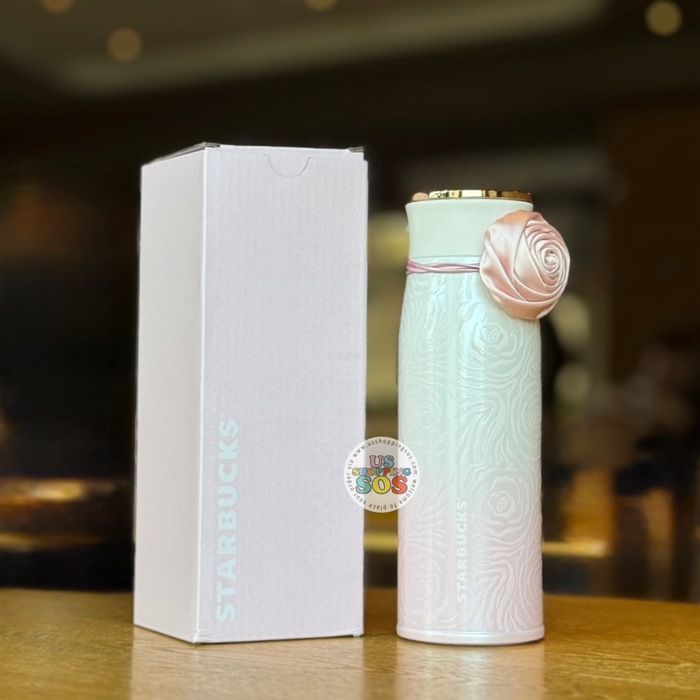 Starbucks China - Kaleidoscope Rose 2026 - 9S. 400ml Sparkling Rose Lid Stainless Steel Tumbler with Rose Accessory