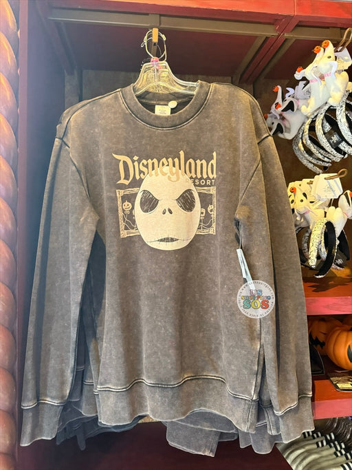 DLR/WDW - The Nightmare Before Christmas 2026 - Jack Skellington Park Logo Crew Neck Wash Black Pullover (Adult)