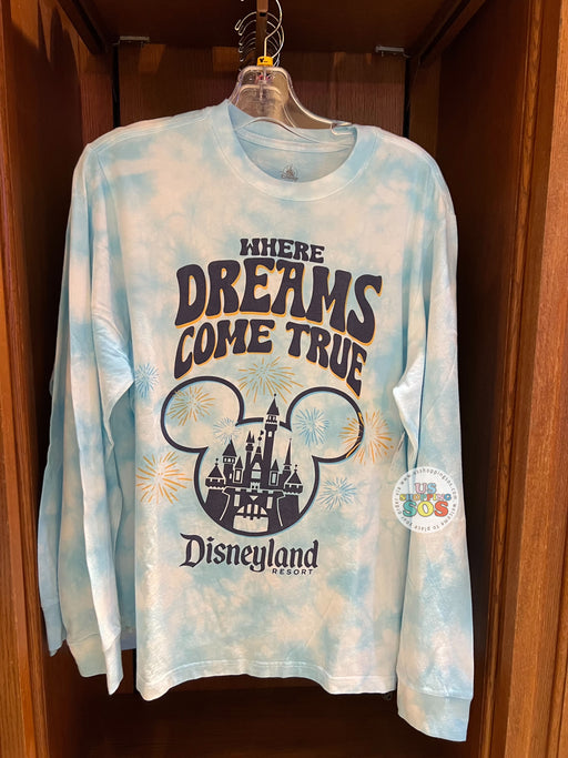 DLR - “Where the Dreams Come True Disneyland Resort” Tie-Dye Blue Long Sleeve T-shirt (Adult)