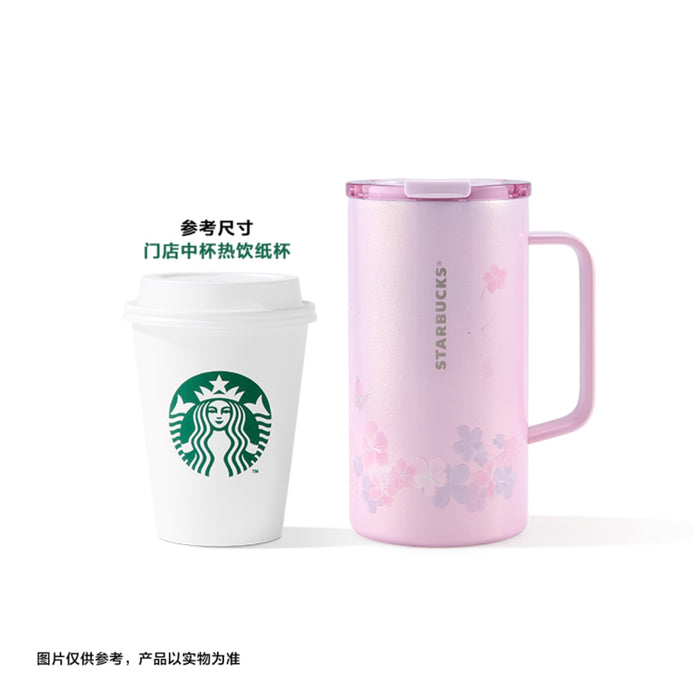 Starbucks China - Twilight Sakura 2026 - 12S. Cherry Blossom Radiant Falling Stainless Steel Desktop Cup 660ml
